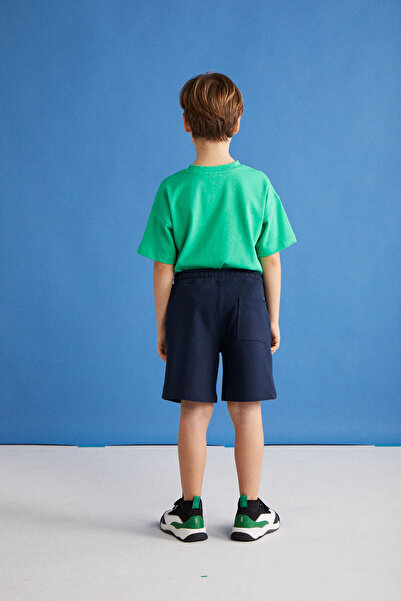 GRIMELANGE Clıffordgrm24009 Pamuklu Kordonlu Beli Lastikli 2'li Kırmızı - Lacivert Şort