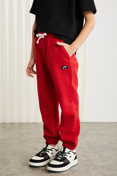 GRIMELANGE EVANS-GRM24014 75% Baumwolle 25% Polyester mit Zieretikett gerippter Faden Junge Jogger Rot Trainingsanzug