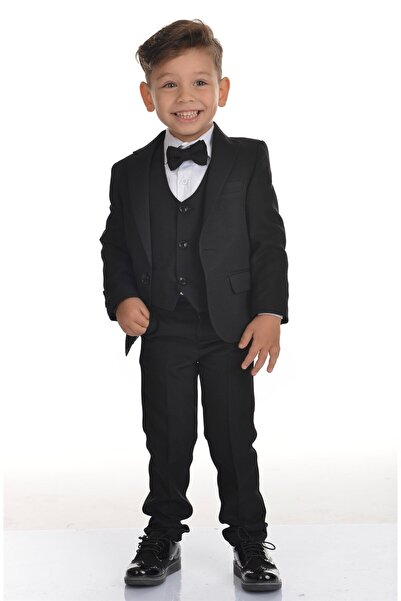 Buse&Eylül Bebe Boy's Suit with Black Vest and Bow Tie
