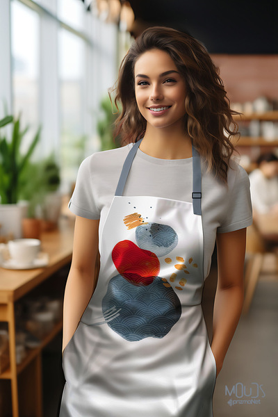 Moud's Süet Kumaş Japanese Stone 2 Desenli Mutfak Önlüğü, Aşçı Önlüğü, Garson...