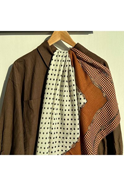 AWAM SILK وشاح قطني منقوش على شكل هيكل السمكة 90*90