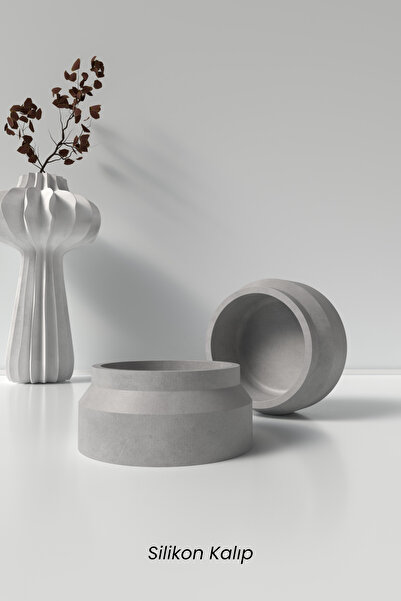 Cageartstudio Minimal Beton Saksı ve Mumluk Silikon Kalıp K15 - Dekoratif Bet...