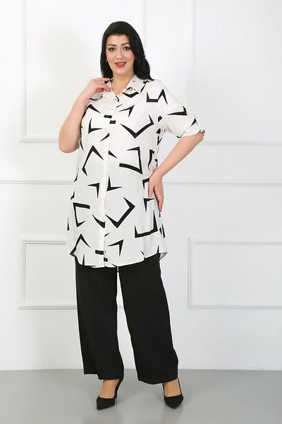 By Alba Collection Γυναικείο χιτώνα από βαμβακερή βισκόζη με λευκό σχέδιο
