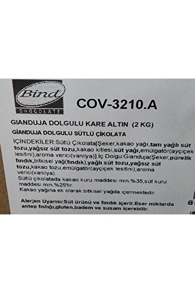 Bind Chocolate GIANDUJA DOLGULU KARE ALTIN (1 KG)