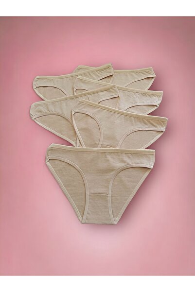 GÜLSER UNDERWEAR Women's Bikini Panties 6-Pack Comfortable Cut 100% Cotton Cream Size L