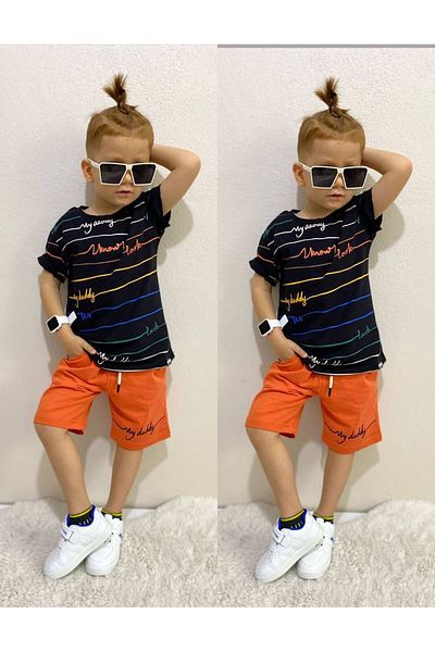 öykümgaleria Boy's Summer Top and Bottom Set with Shorts