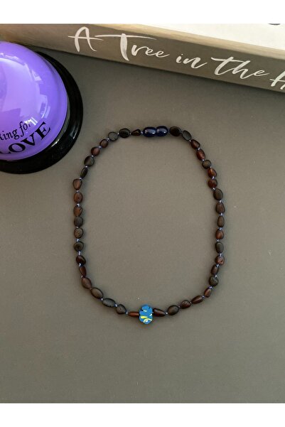 Kotryna 38 cm Drop Amber Children's Necklace with Fish Figures