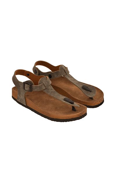 JustBow Unisex Ανατομική Σόλα Anthracite Khaki Σανδάλια