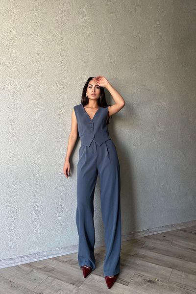 Seda Yalçın Atelier Petrol Blue Palazzo Trousers