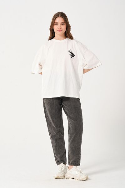 Owut Collection Μπλουζάκι Unisex Ecru Crew Neck με στάμπα Oversize