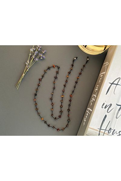 Kotryna Adult Drop Amber Single Stone Glasses Necklace 60cm