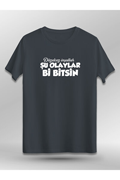 Trakya Bazaar Düzelicez İnşallah Şu Olaylar Bi Bitsin (Baskılı Üniseks Tişört)