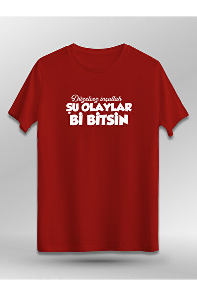 Trakya Bazaar Düzelicez İnşallah Şu Olaylar Bi Bitsin (Baskılı Üniseks Tişört)
