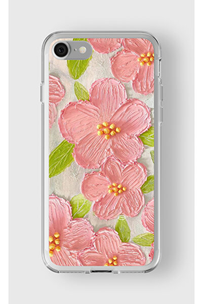 Multitronic حافظة شفافة مطبوعة بتصميم زهرة وردية متوافقة مع هاتف Iphone 6 Plu...