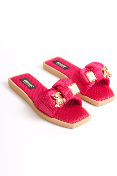 Moda Değirmeni Φούξια γυναικείες παντόφλες κορδέλας Bg1166-122-0004