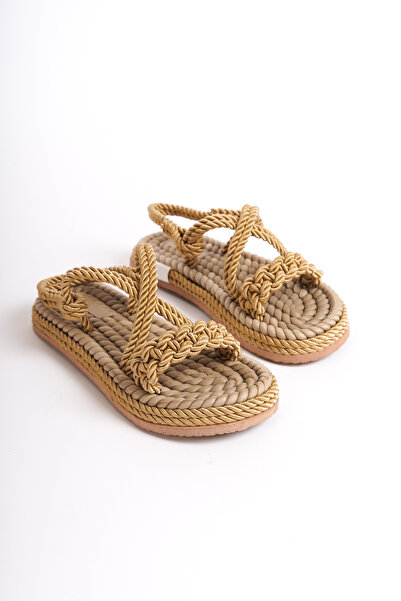 Moda Değirmeni Gold Women's Knitted Sandals BG1014-123-0002