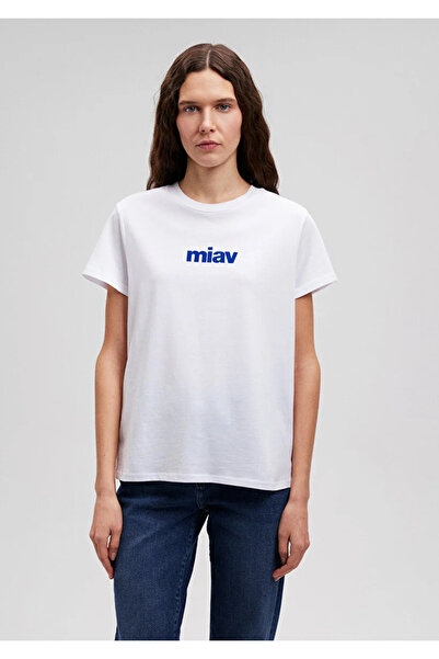 Mavi Γυναικείο λευκό μπλουζάκι με στάμπα M1610622-620