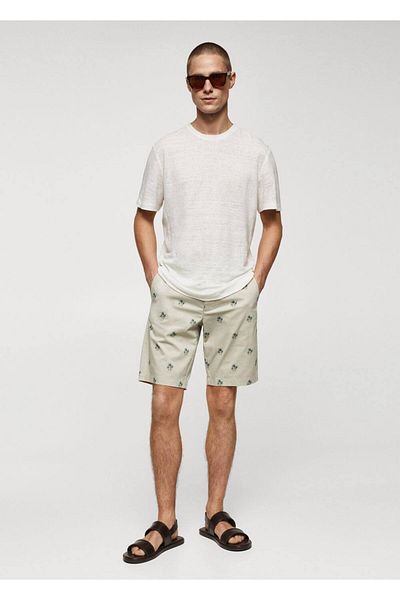 MANGO Man Patterned Cotton Bermuda Shorts
