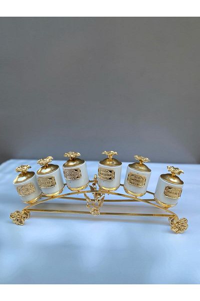 vanilya accessory 6-PIECE MINI PORCELAIN SPICE COAT GOLD