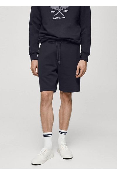 MANGO Man 100% Cotton Drawstring Bermuda Shorts
