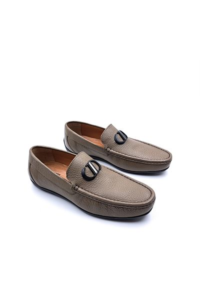 MARCOMEN Genuine Soft Leather Men's Laceless Mink Color Buckle Loafer Shoes