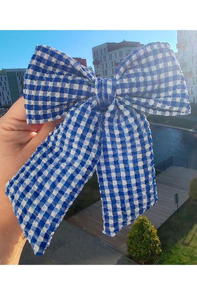 İLKYAZ Accessory Checkered Automatic Bow Buckle with Tail