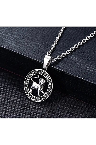 Aksesuar Troms Unisex Aslan Burcu Çelik Kolye