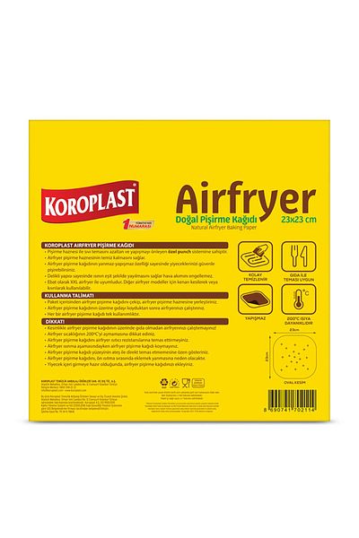 Koroplast Airfryer Natural Baking Paper, 20 Pieces