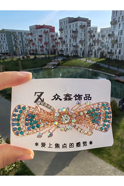 İLKYAZ Accessory Colorful Zircon Jewelled Bow Luxury Automatic Buckle