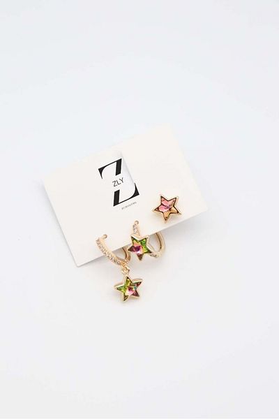 zlyaccessories VIP Steel Earrings Anti-Tarnish 3 Star Earrings