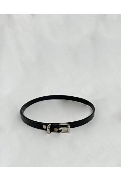 FREYA MODA Black Silver Buckle Basic Women's Belt