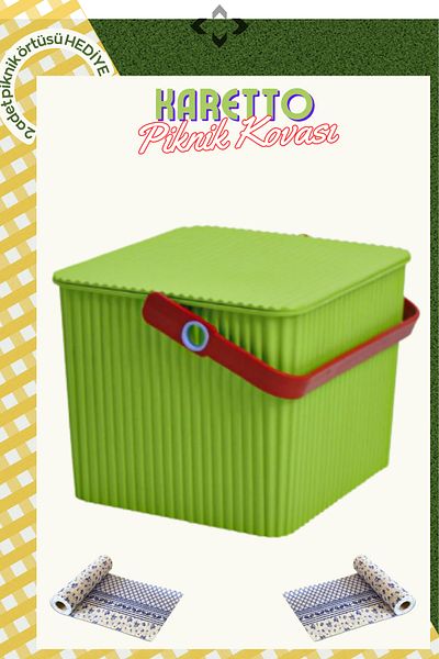 LİGROUND Karetto Rainbow Picnic Basket - 2 Pieces Use - Horse Paper Picnic Cloth Gift Picnic Bag