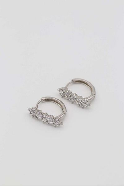 zlyaccessories VIP Steel Earrings Tarnish Resistant Jewelled Hoop Earrings 20mm