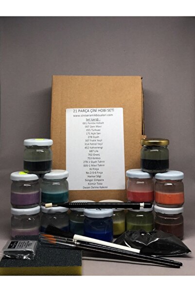 ÇiniSeramikBoyaları 21 Parça Sır Altı Çini - Seramik Boyama Başlangıç Seti
