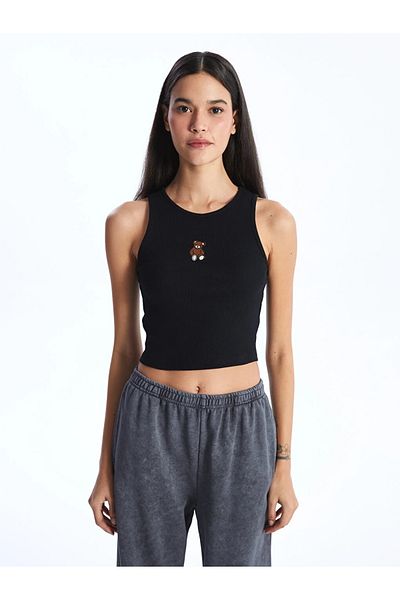 LC Waikiki Κέντημα Λεπτομερές Crew Neck Γυναικείο Crop - XSIDE