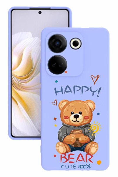 TECNO حافظة سيليكون كامون 20 مطبوعة وحماية للكاميرا بلون أرجواني