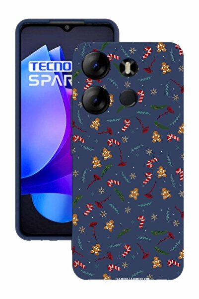 TECNO Spark Go 2023 Dark Blue Color Silicone Case with Print and Camera Prote...
