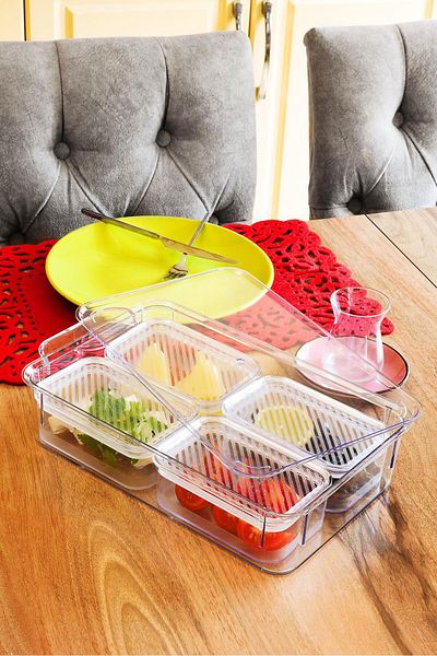 Hayveys 5-Piece Breakfast Set Storage Container Organizer with Leak-Proof Lid
