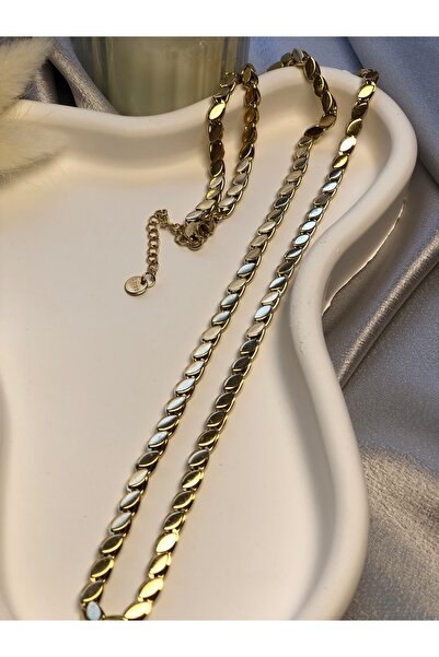 ElifSavaş Gold Garantili Pullu Arpa Zincir Çelik Kolye