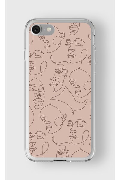 Multitronic حافظة شفافة مطبوعة بتصميم Line Art متوافقة مع هاتف Iphone Se 2020...