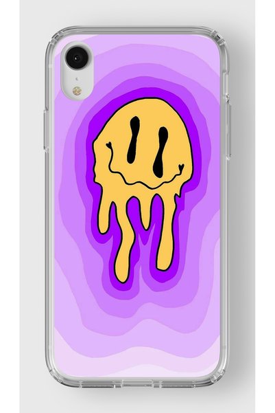Multitronic حافظة شفافة مطبوعة بتصميم وجه مبتسم متوافقة مع هاتف Iphone Xr