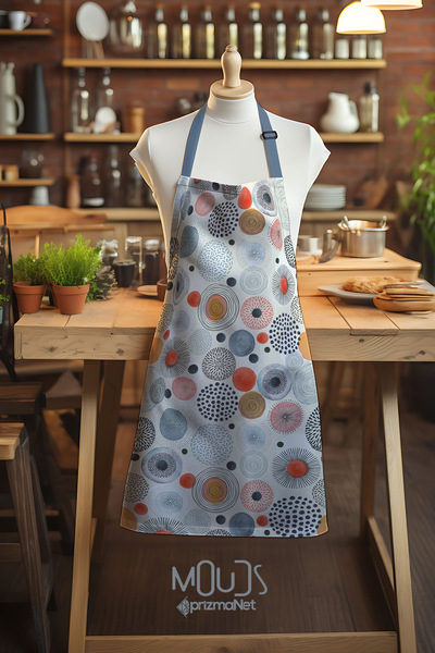 Moud's مريلة مطبخ منقوشة مستديرة يابانية من قماش الجلد المدبوغ، مريلة مطبخ، م...