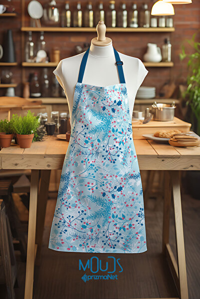 Moud's Suede Fabric Winter Branches Patterned Kitchen Apron, Cook Apron, Wait...