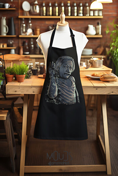 Moud's Süet Kumaş Einstein Desenli Mutfak Önlüğü, Aşçı Önlüğü, Garson Önlüğü,...