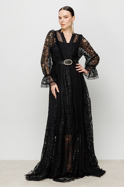 Nefeli Cloaked Lace Detail Dress