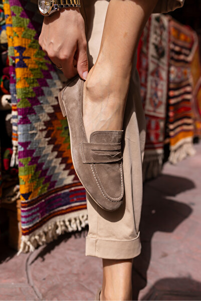 ANGELİNA JONES OTTON KADİN VİZON KUM SUET LOAFER BABET