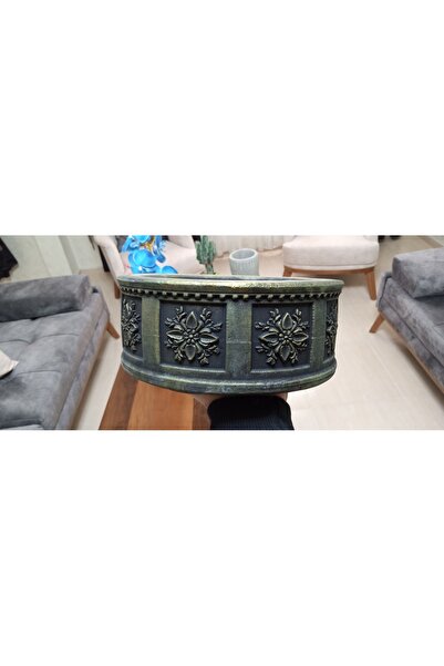 Genel Markalar Gold desenli eskitme beton saksı 23*10 cm suya karşı 50 yıl ga...