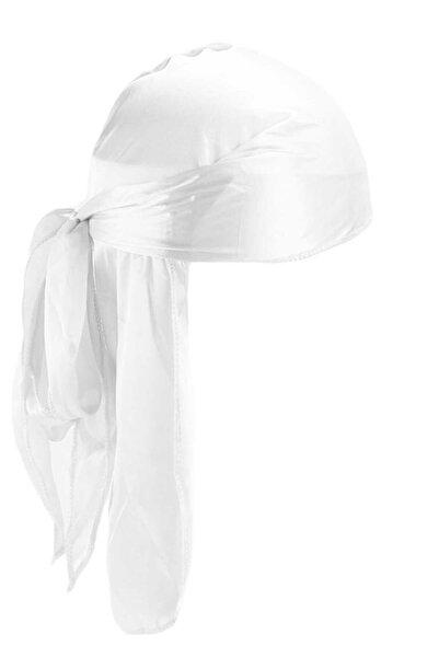 ESUSO 11 Renk Parlak Saten Kumaş Durag Bandana ,kafa Bandı , Durags Beyaz