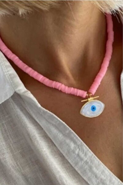 ESUSO قلادة على شكل عين فيمو - قلادة نسائية وخرز
