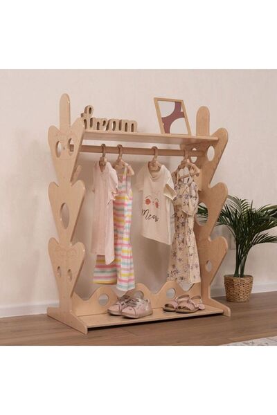 MFG AHŞAP Montessori Çocuk Askılığı Çok Amaçlı